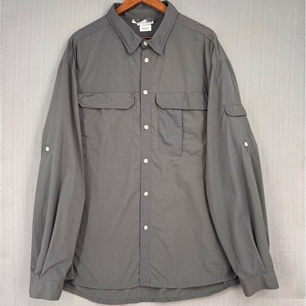 REI Co-op Sahara Shirt Mens M Gray UPF 50 Hiking Fishing Vented Stretch